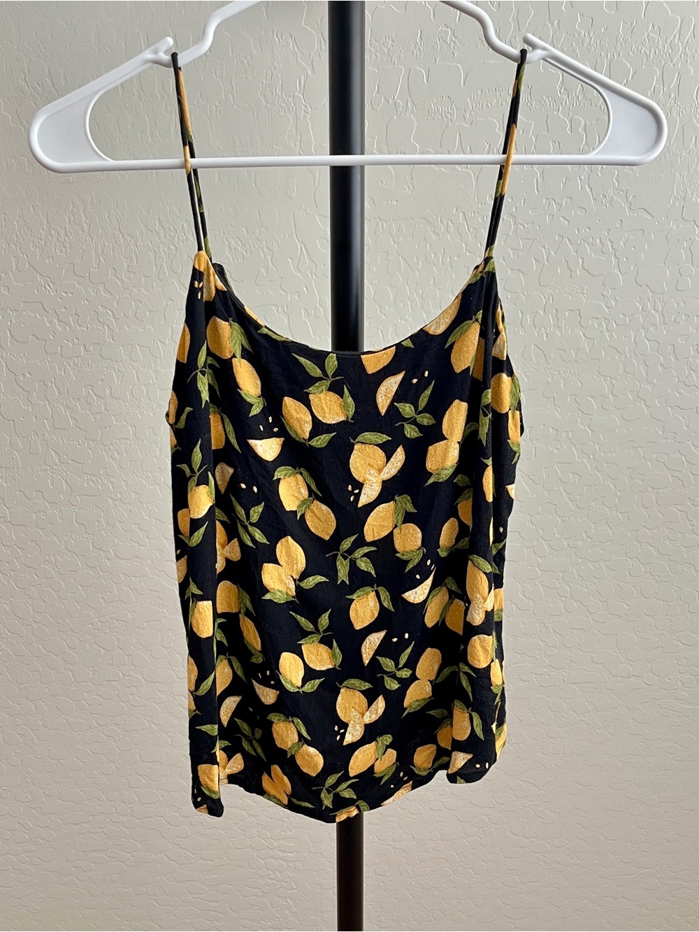 Reformation Black Lemon-Print Spaghetti Strap Cami Top